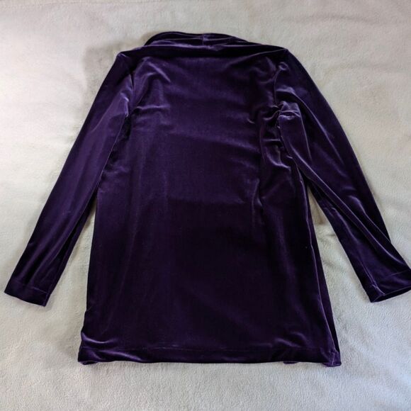 Vintage Velvet Three Piece Set Women's S/M Dark Purple Tank Cardigan Track Pants - Picture 6 of 9